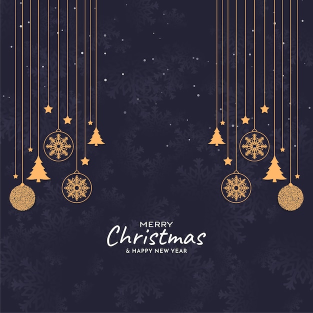 Merry Christmas festival background with hanging elements design