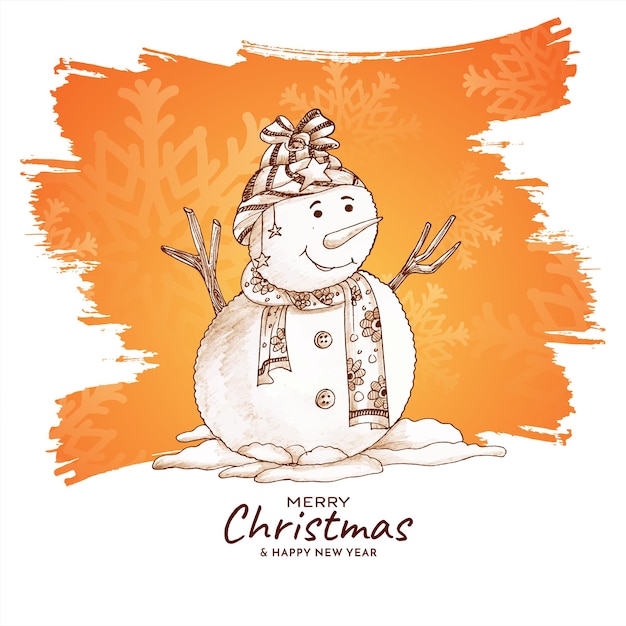 Merry christmas festival background with snowman design