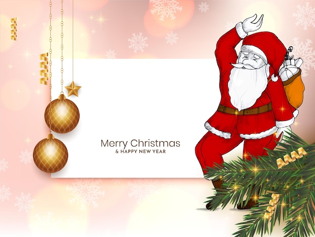 Vector merry christmas festival decorative greeting background with santa claus