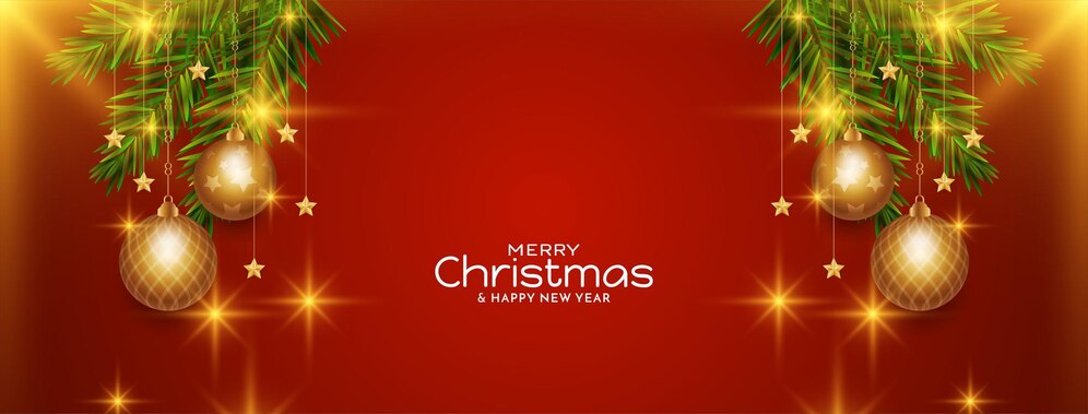  Merry christmas festival red banner with christmas elements vector