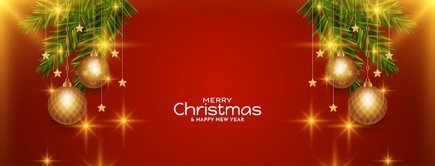 Merry christmas festival rode banner met kerst elementen vector