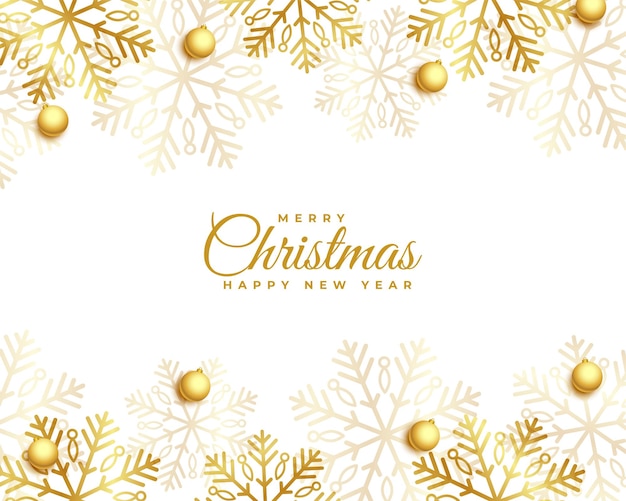 Vector merry christmas festive bauble background with golden snowflake vector