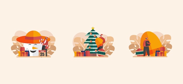 Merry Christmas Flat Bundle Design