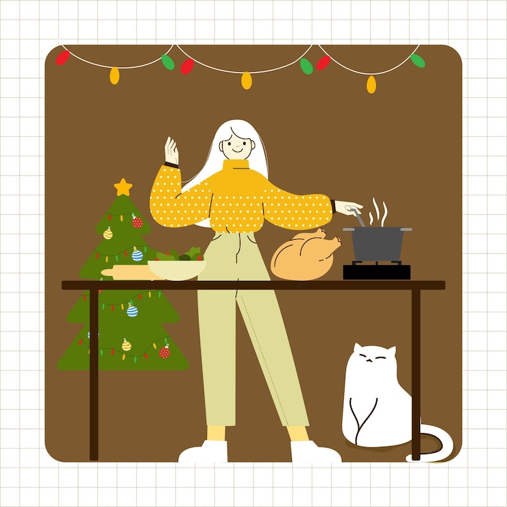 Vector 메리 크리스마스 평면 그림