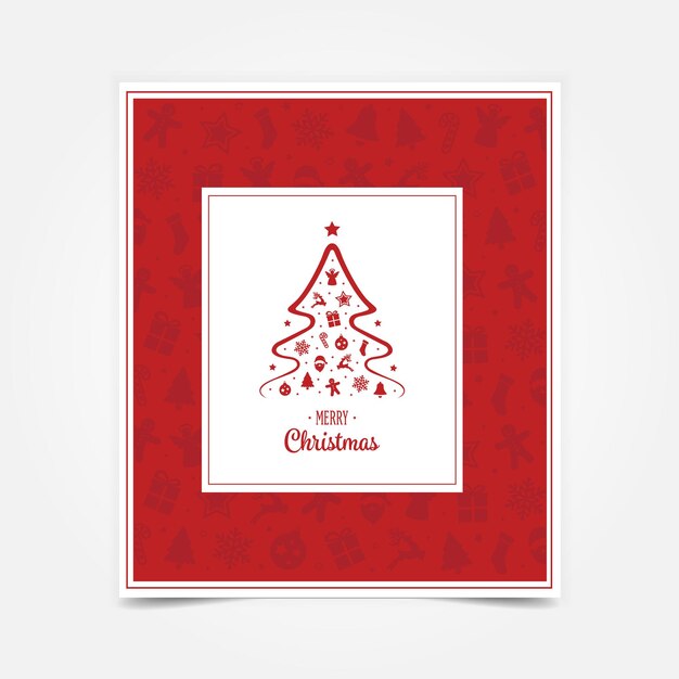 Vector merry christmas flyer card red white
