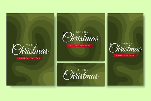 Merry Christmas Flyer and Social Media Bundle Set with Abstract Background Geometric