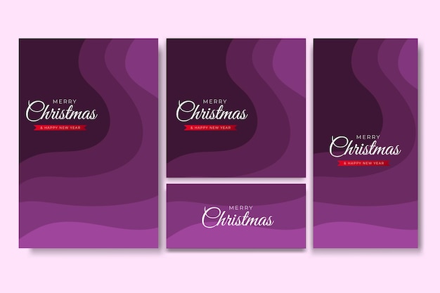 Merry Christmas Flyer and Social Media Bundle Set with Abstract Background Geometric