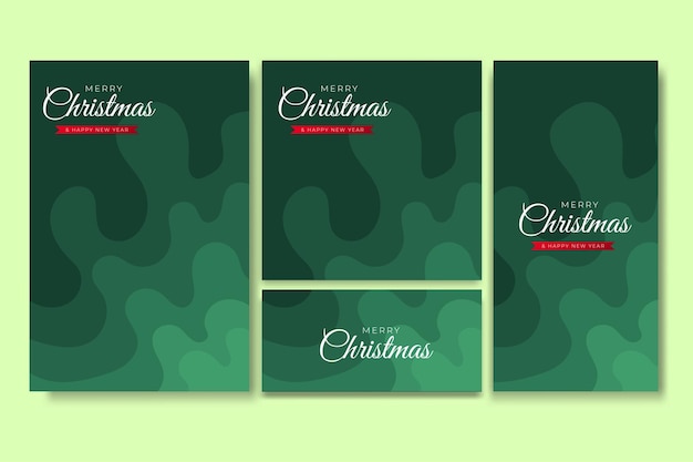 Vector merry christmas flyer and social media bundle set with abstract background geometric