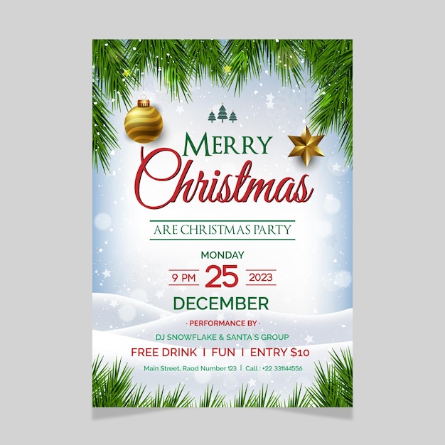 Vector merry christmas flyer template design