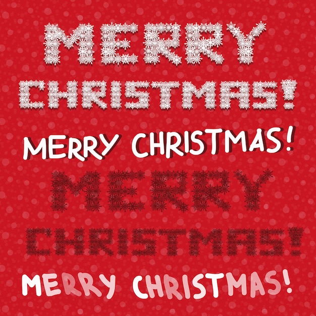 Merry Christmas Fonts on Red Background