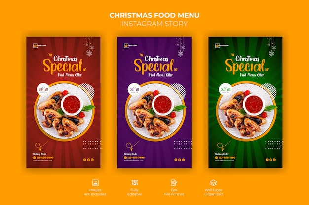 Merry christmas food menu instagram story template