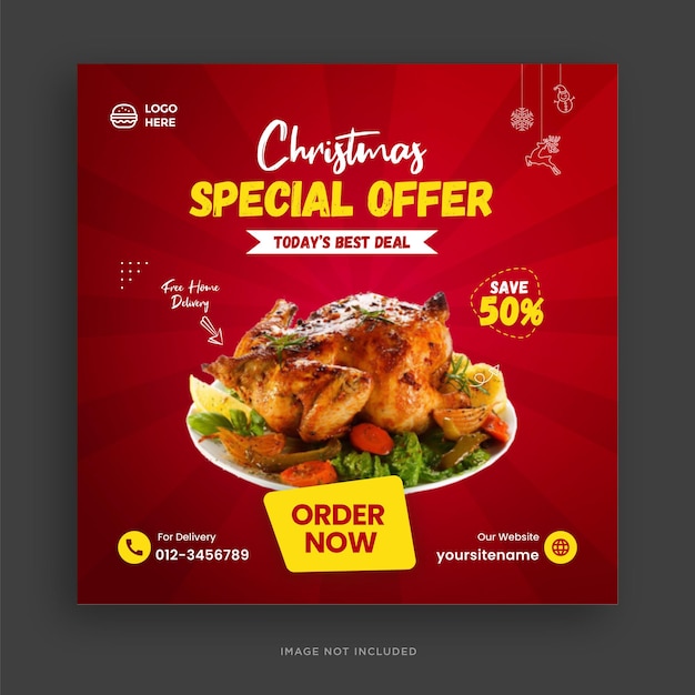 Vector merry christmas food menu social media bannersjabloon