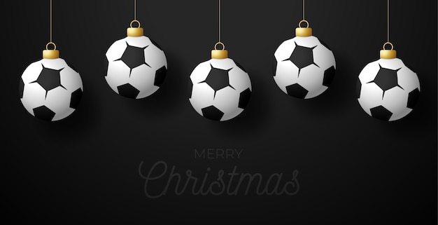 Vettore cartolina d'auguri di buon natale calcio