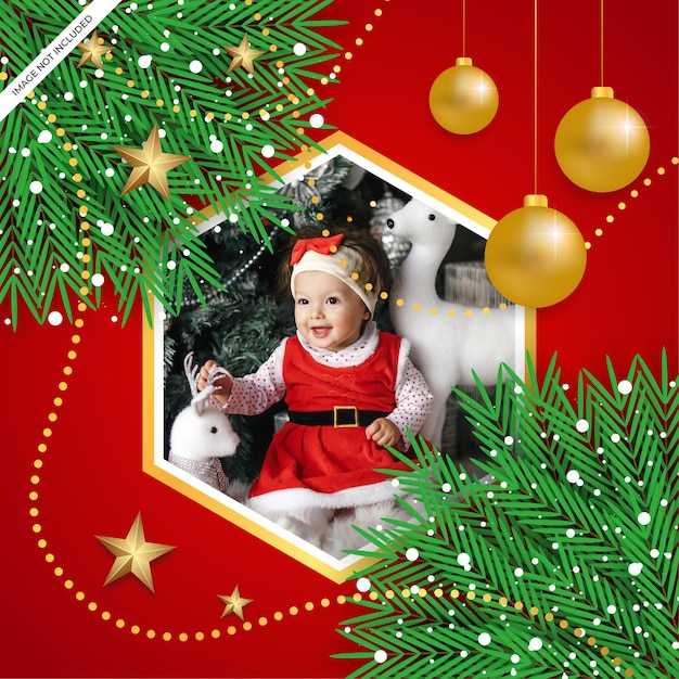 Merry christmas frame Background with Christmas ornament