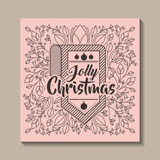 Vector merry christmas frame vintage style