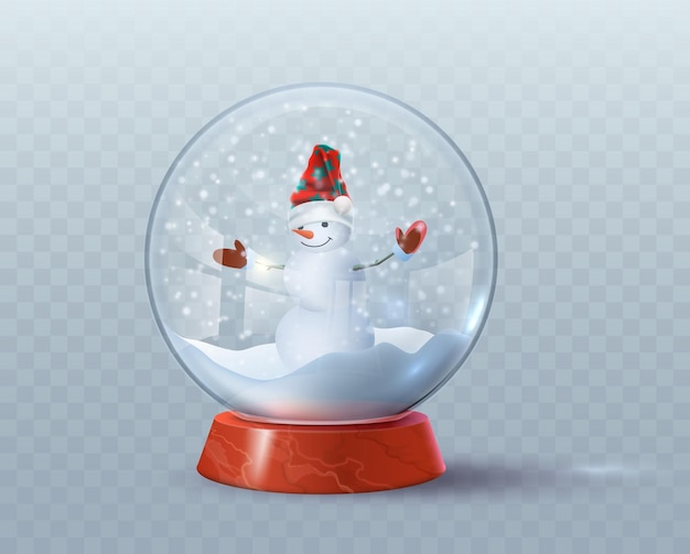 Merry christmas glass ball with snowman