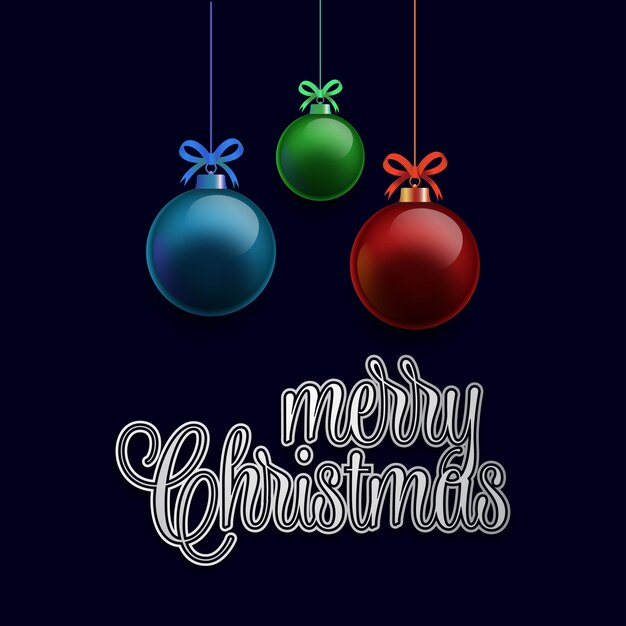 Vector merry christmas glowing ball background