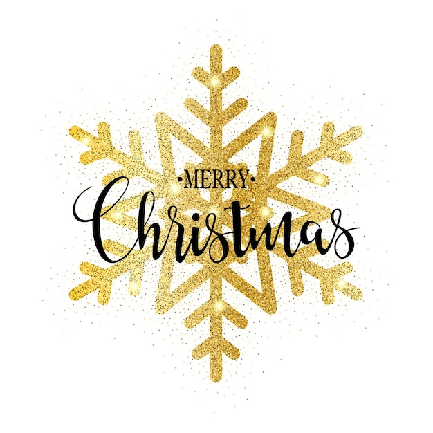 Merry Christmas gold glittering design