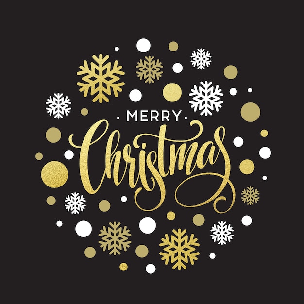 Merry christmas gold glittering lettering