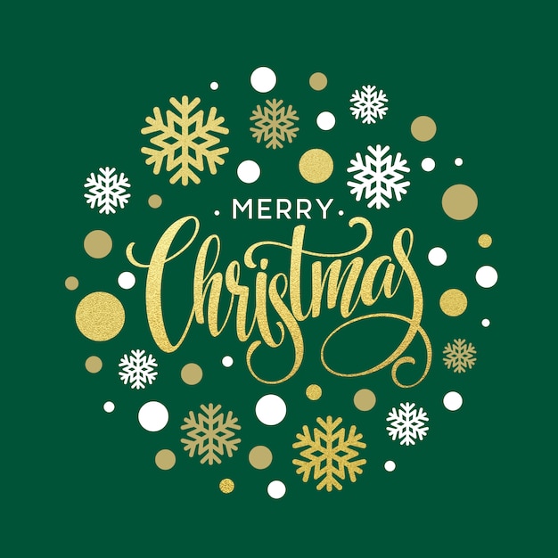 Merry Christmas gold glittering lettering 