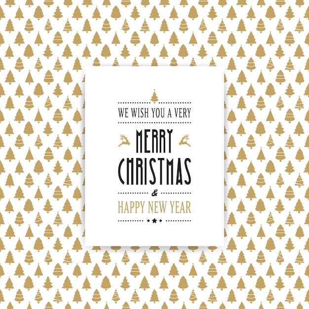 Vector merry christmas golden withe card tree background