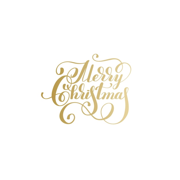 Merry christmas gouden logo handgeschreven belettering inscriptie vakantie zin typografie