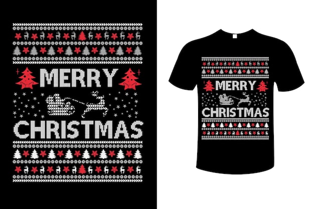 Merry christmas grafische t-shirt ontwerp vector. kerstman, vrolijk, trui, lelijk, patroon, cadeau,