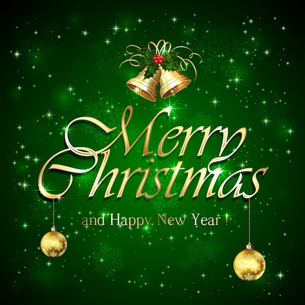 Vector merry christmas on green background