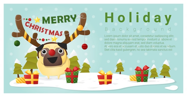 merry christmas greeting background with dog