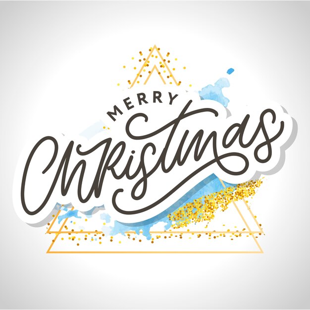 Vector merry christmas greeting calligraphy black text word. hand drawn design elements.