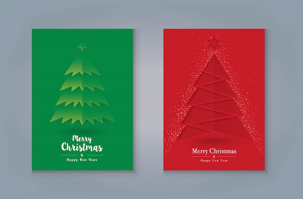 Merry christmas greeting card design. christmas tree and snow