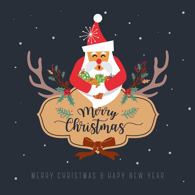 Vector merry christmas greeting card design. vector illustration