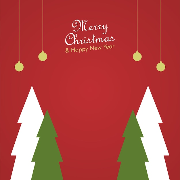 Merry christmas greeting card design with tree ornament and copy space vector stock