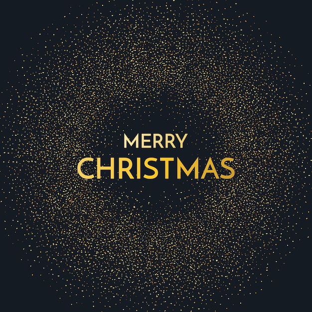 Merry Christmas greeting card Merry Christmas phrase and glitter on dark background