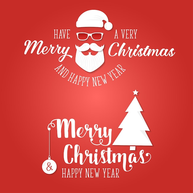 Merry Christmas greeting card Vector illustration