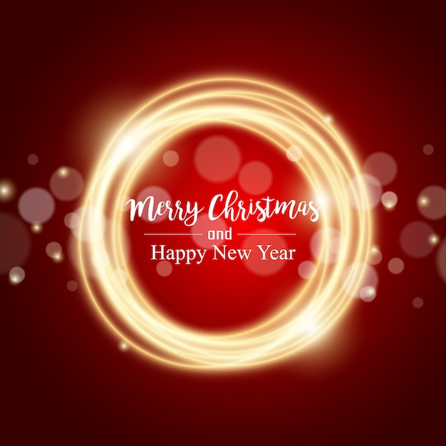 Merry christmas greeting card with brilliant circle