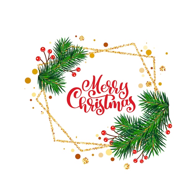 Merry Christmas greeting card with calligraphy