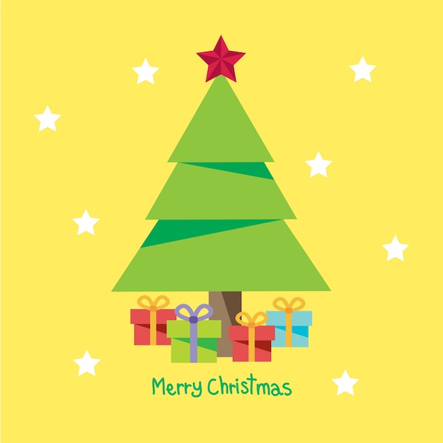 Merry Christmas Greeting Card with A Christmas Tree .