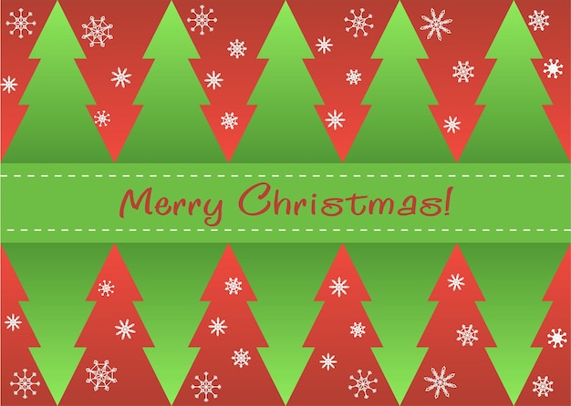 Merry Christmas greeting card with Christmas trees