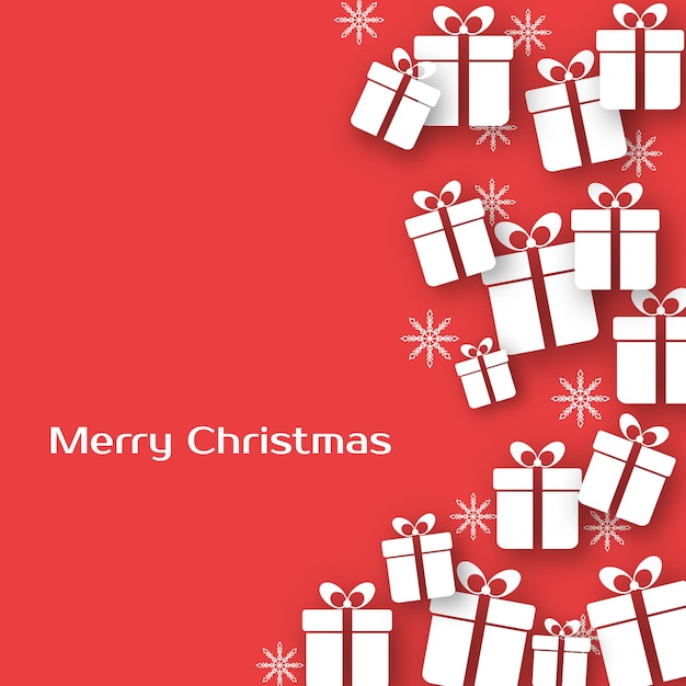 Merry christmas greeting card with gift boxes