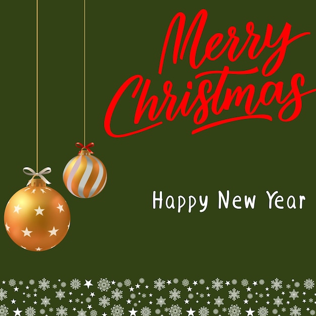 Merry Christmas greeting card with lettering
