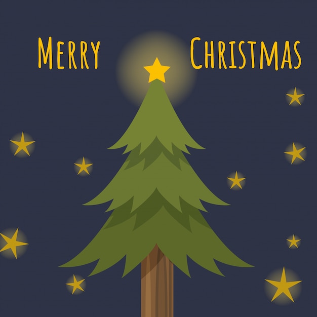 Рождественская открытка с рождественской елкой.