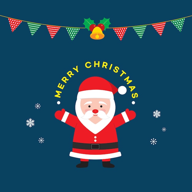 Merry christmas greeting card with a santa claus and a banner.