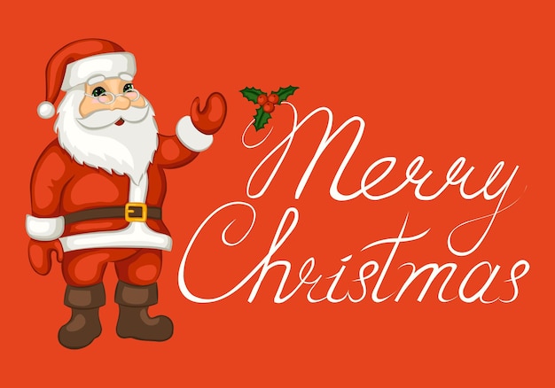 Merry Christmas greeting card with Santa Claus.