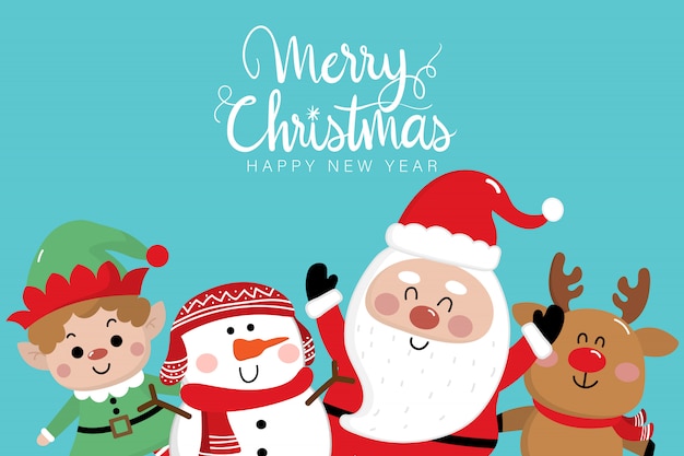 Merry christmas greeting card with santa claus