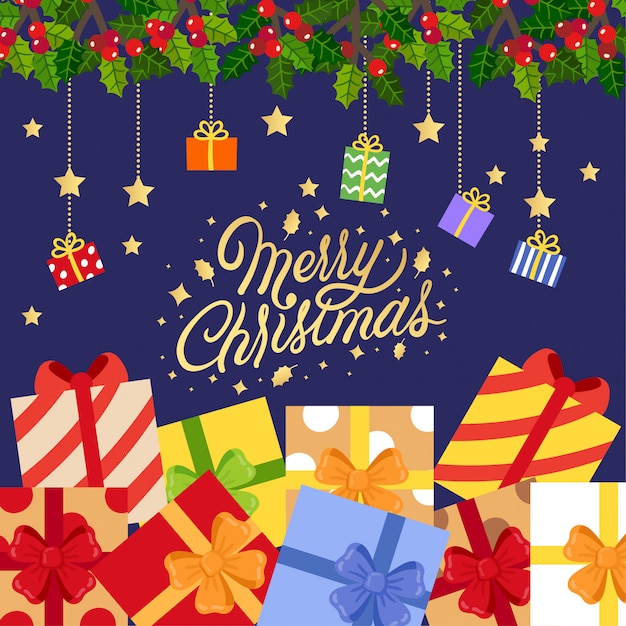 Vector merry christmas greeting card.