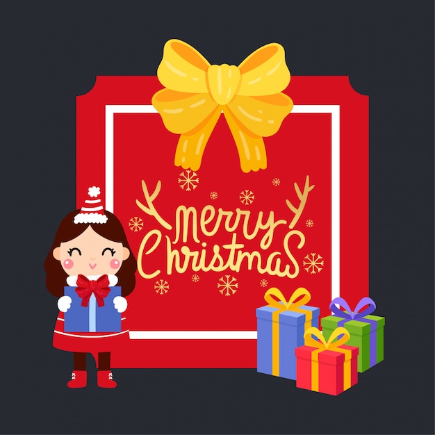 Vector merry christmas greeting card.