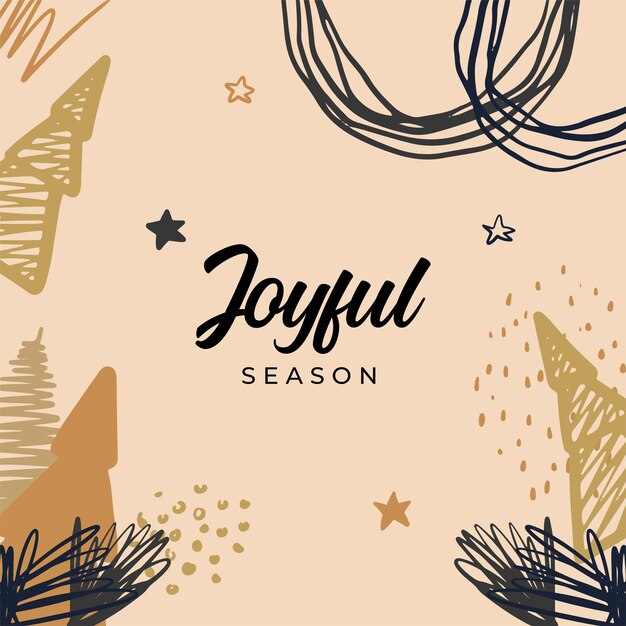 Merry Christmas greeting cards. Trendy abstract square Winter Holidays art templates. New year joyful season greeting cards. For social media post, mobile apps, banner design and web/internet ads.
