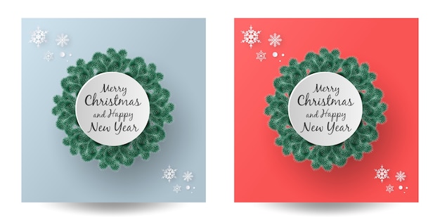 Merry Christmas Greeting Design Template, Paper Art Style. 