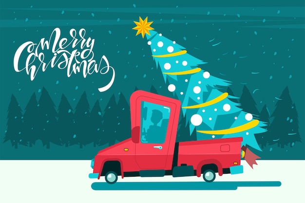 Vector merry christmas greeting illustration